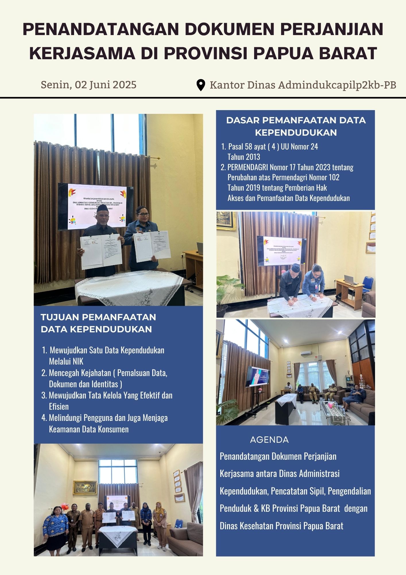 Penandatangan Perjanjian Kerjasama dengan Dinas Kesehatan Provinsi Papua Barat 